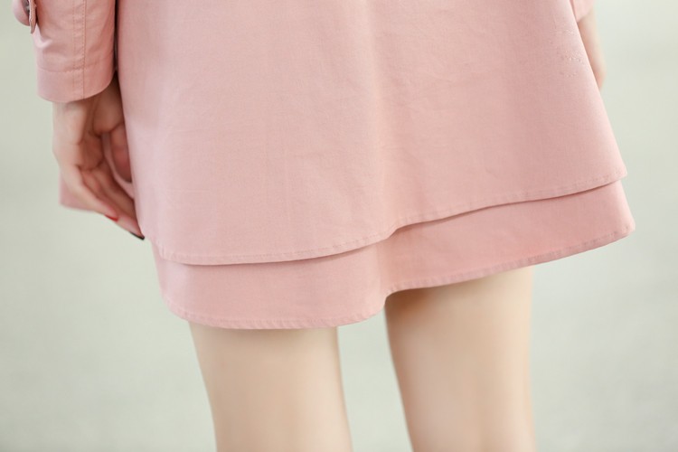 2015春装新款女装修身显瘦通勤双排扣翻领中长款女士风衣外套配腰带 黄色 XL