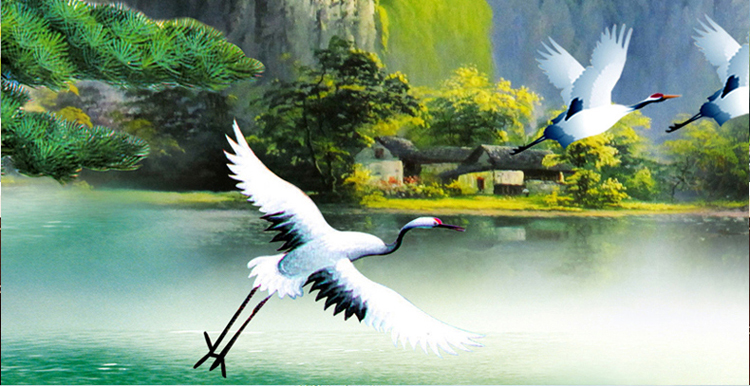 
                                        卡卡十字绣新款5D钻石画魔方圆钻流水生财点钻十字绣客厅书房山水大画钻石绣 魔方圆钻180*75cm 满钻全贴 130%钻量                