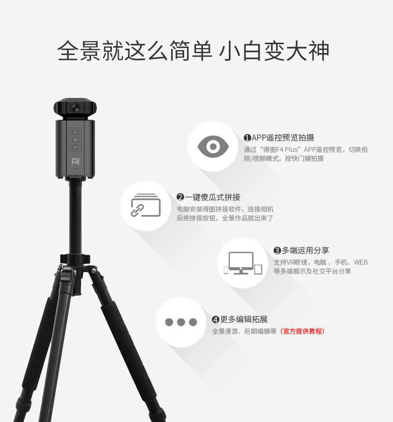 得图Detu F4 Plus专业商用VR全景相机 720度3