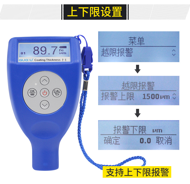 果欧漆膜仪涂层测厚仪漆面检测仪高精度二手车漆膜测厚仪油漆铁基镀锌