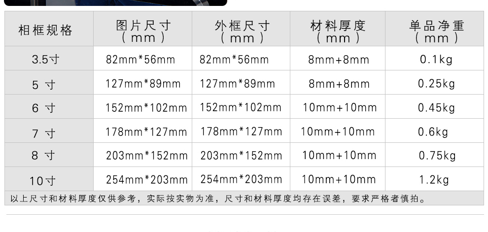 
                                                                                品旭 简约现代个性艺术照亚克力相框相架磁石框摆台5寸/6寸/7寸/8寸/10寸 对角圆弧 10寸（12+12mm）                