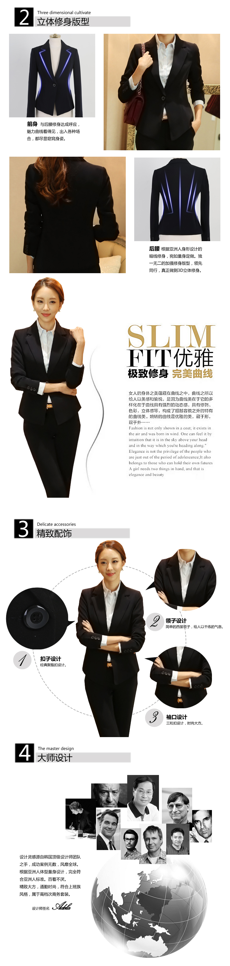 
                                        卡茗语 2019早春套装小西装套裙面试正装酒店工作服办公礼服上班 黑色4件套 西装+衬衫+裤子+半裙 L                