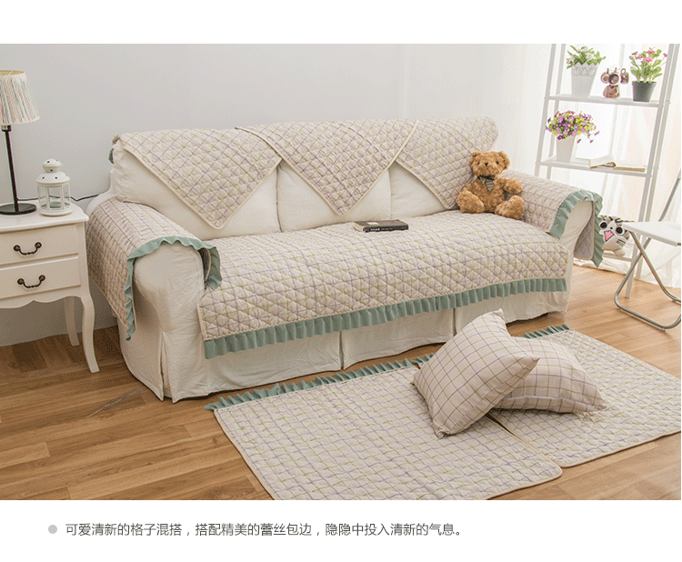 素锦城 秋冬加厚棉麻沙发垫四季通用欧式加厚防滑坐垫 沙发巾罩套套装坐垫 四季如春-咖色 90cm*210cm单条装