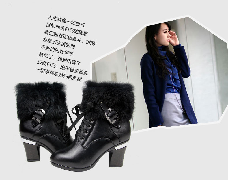 3513<em>巡洋舰 女靴</em>冬季保暖真皮女靴羊毛靴子棉