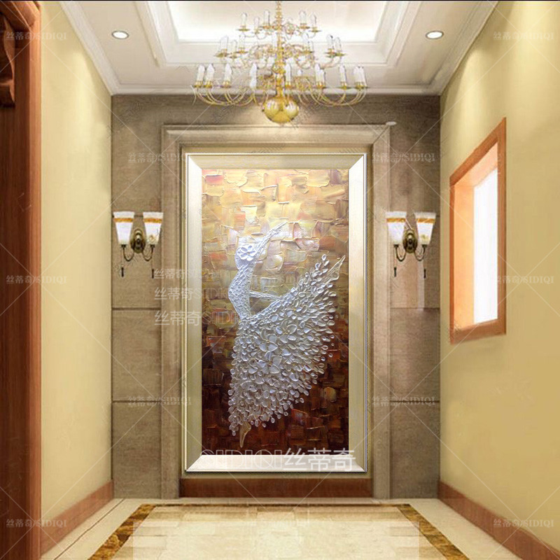 
                                        丝蒂奇SIDIQI玄关手绘欧式油画抽象挂画现代家居走廊壁炉时尚装饰有框画竖版酒店壁画芭蕾舞 欧式香槟外框 宽70*高130                