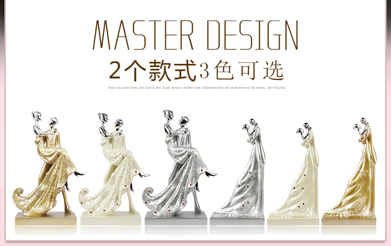 
                                        靓莎莎创意结婚装饰摆件工艺品送闺蜜朋友结婚纪念日艺术品 含情白色                