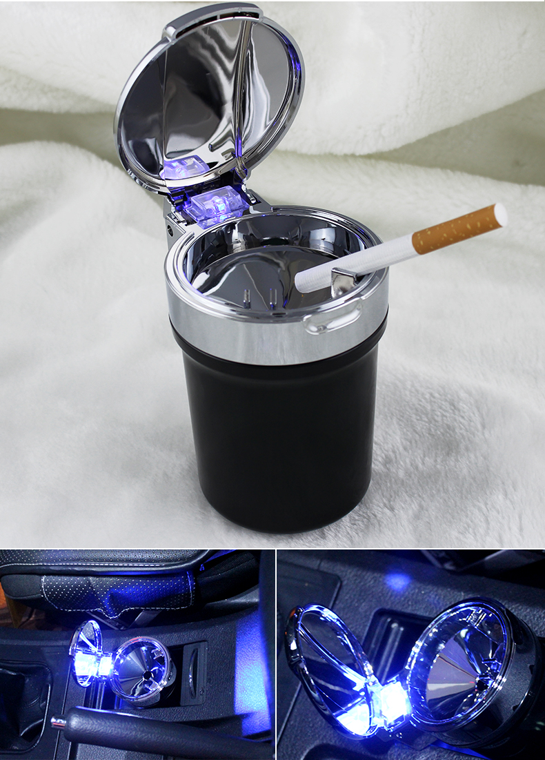 智然界专用车标车载汽车烟灰缸车用带led灯车创意个性内饰品带logo款
