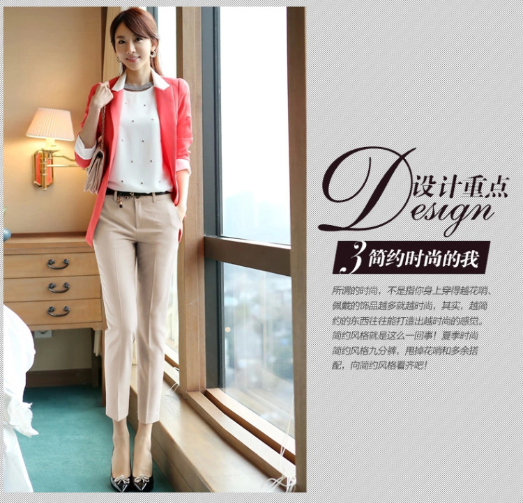 花瓣雨世家 2015小直筒九分裤显瘦女裤子时尚职业西裤小脚休闲裤长裤953 米白色 L