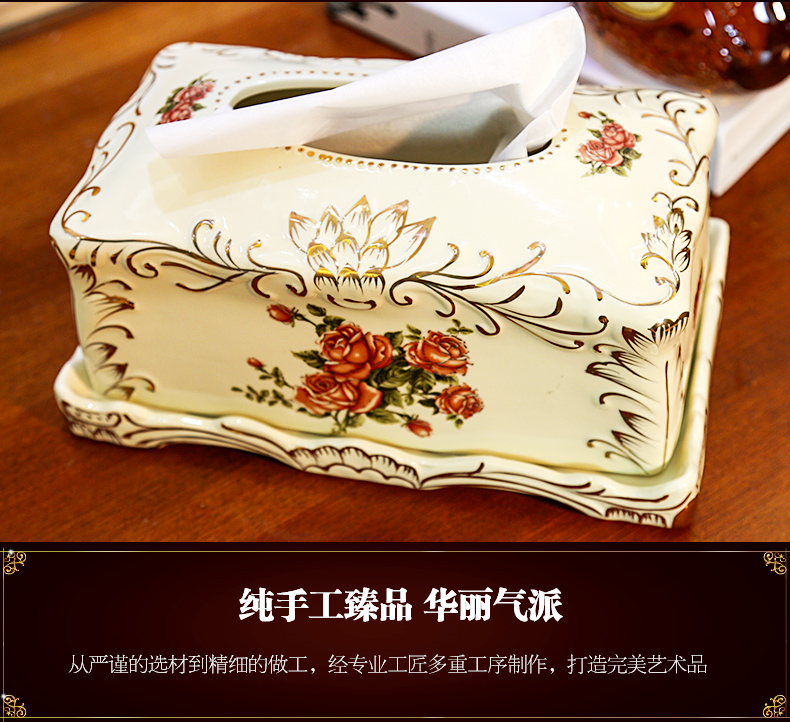 图慕 欧式田园摆件树脂美式抽纸盒烟灰缸果盘 家居家装装饰品餐巾盒果盘 欧式树脂-复古烟灰缸 大号