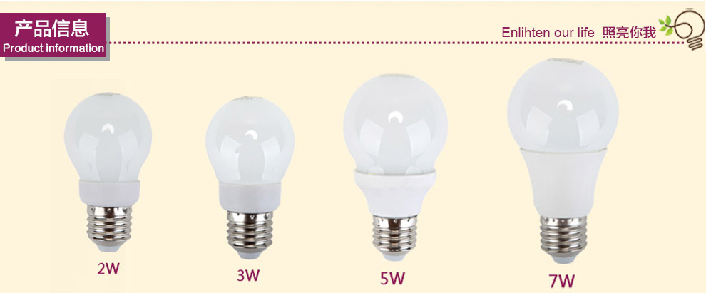 沪字牌led灯泡e27灯泡螺口节能灯灯具E27大口LED球泡 3W E27 白光