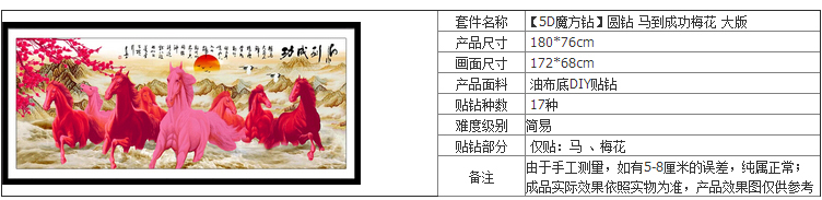 
                                        慕格 5D魔方钻钻石画八骏图十字绣 钻石绣贴钻画马到成功客厅大幅 马到成功八骏图 满钻全贴(魔方全钻)126*54cm大气磅礴                