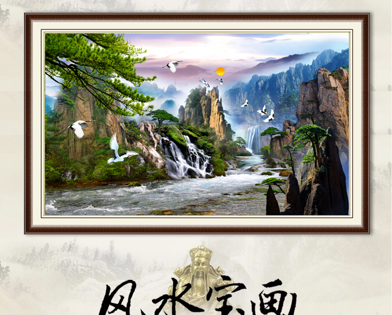 世轩 5d钻石画十字绣3d客厅圆钻方钻满钻锦绣山河魔方钻石画十字绣风景贴粘钻绣 (水晶魔方钻 圆钻满钻)中款 140X80厘米
