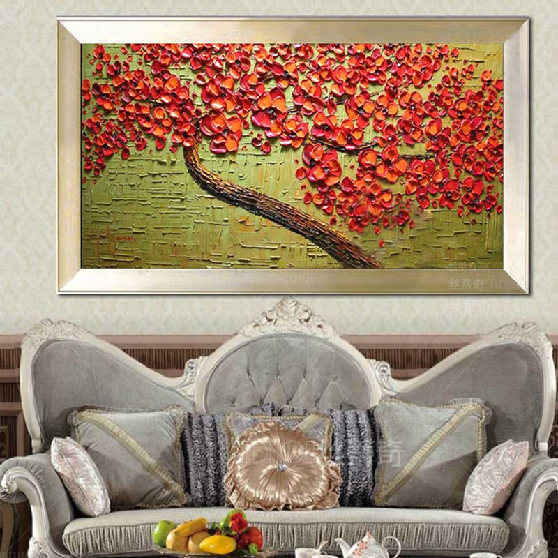 
                                        丝蒂奇/SIDIQ手绘油画欧式客厅现代花卉家居挂画时尚装饰画三联拼套抽象壁画喜庆 三联组合 40*60                