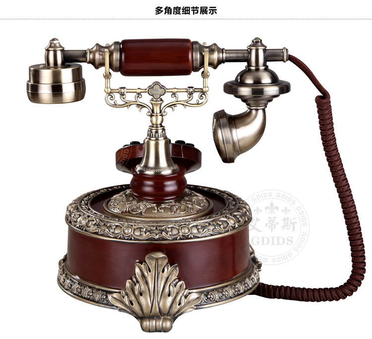 艾蒂斯   欧式复古时尚创意电话机 简约家用高档仿古电话机 座机电话 古典木