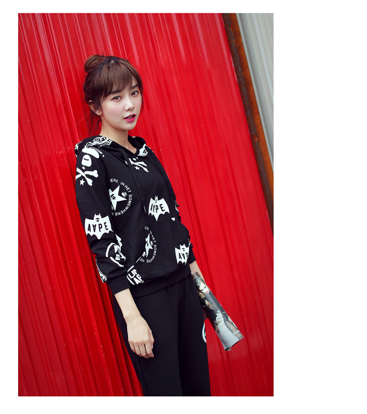 丹杰仕 卫衣女外套  情侣装秋装新款2015连帽套头卫衣男女班服 棒球服 女 黑色 女款/2XL