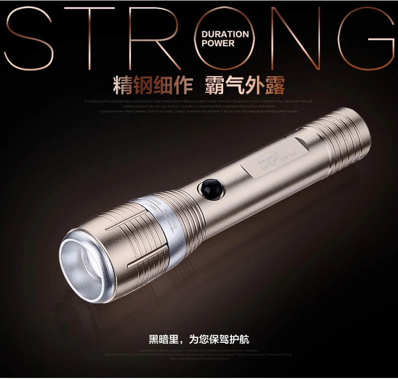 久量（DP）铝合金 强光可调焦手电筒 锂电 3档 2000毫安 3W 茶色 LED-555