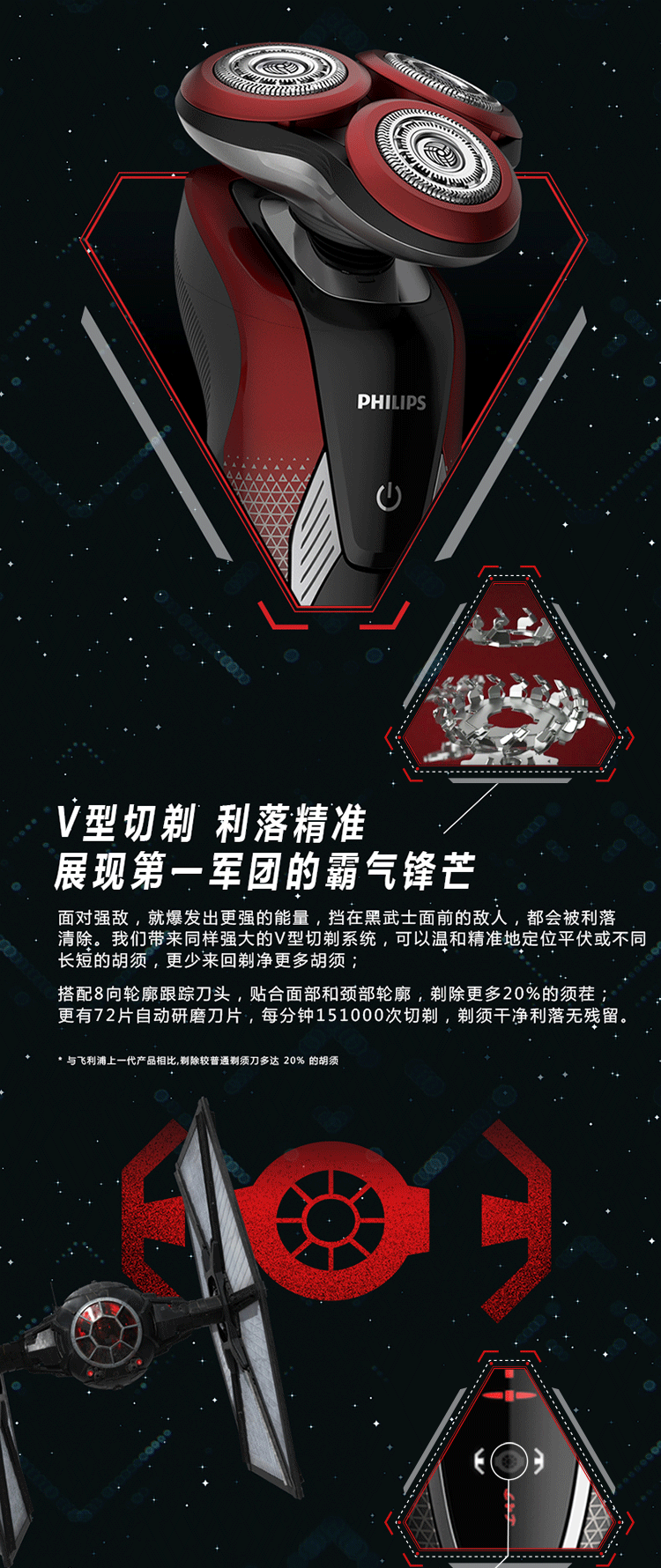 飞利浦(philips)电动剃须刀 星球大战系列刮胡刀 sw9700/67