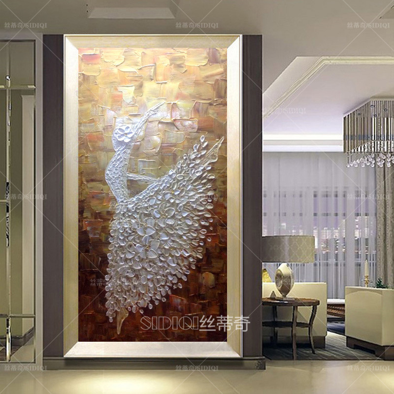 
                                        丝蒂奇SIDIQI玄关手绘欧式油画抽象挂画现代家居走廊壁炉时尚装饰有框画竖版酒店壁画芭蕾舞 欧式香槟外框 宽70*高130                