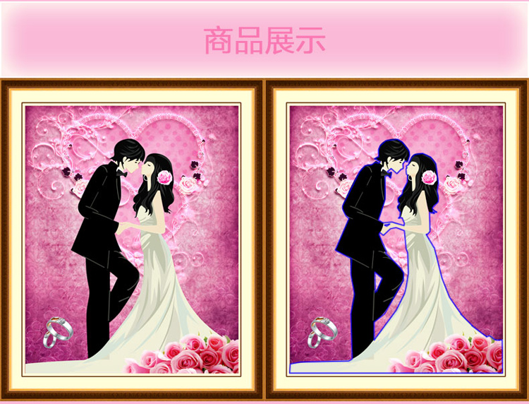 
                                        新款5D魔方圆钻钻石画幸福婚礼结婚婚庆钻石绣情侣客厅贴钻十字绣 魔方圆钻50*60cm 形象逼真 满钻全贴                
