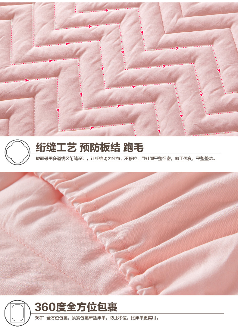 五色花 床笠 夹棉加厚床笠 防滑抗菌床笠 席梦思保护罩 床罩床垫套床笠款180 200cm 纯白色 180*200+30cm(1.8米床)