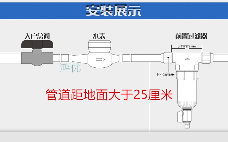 地暖管道全铜前置过滤器水塔太阳能热水器高温泥沙中央净水过滤器 全