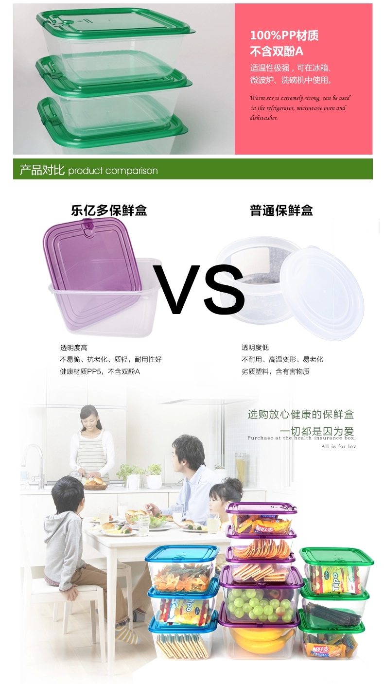
                                        乐亿多欢乐叠保鲜盒套装塑料便当盒干货收纳厨房储物盒11件套 可微波炉 颜色随机                
