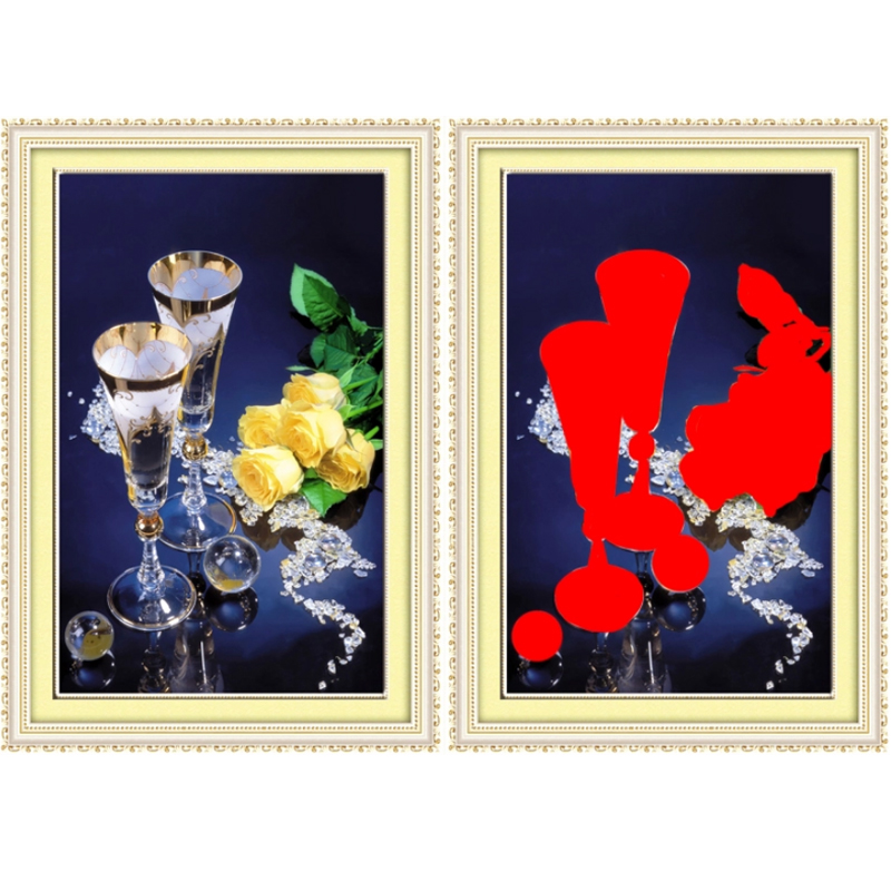 
                                        绚艺5D钻石画满钻餐厅十字绣水晶玫瑰钻石绣贴钻画新款餐厅卧室系列 魔方圆钻-钻石画 66*91cm 仅贴部分                