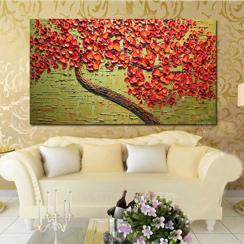 
                                        丝蒂奇/SIDIQ手绘油画欧式客厅现代花卉家居挂画时尚装饰画三联拼套抽象壁画喜庆 三联组合 40*60                