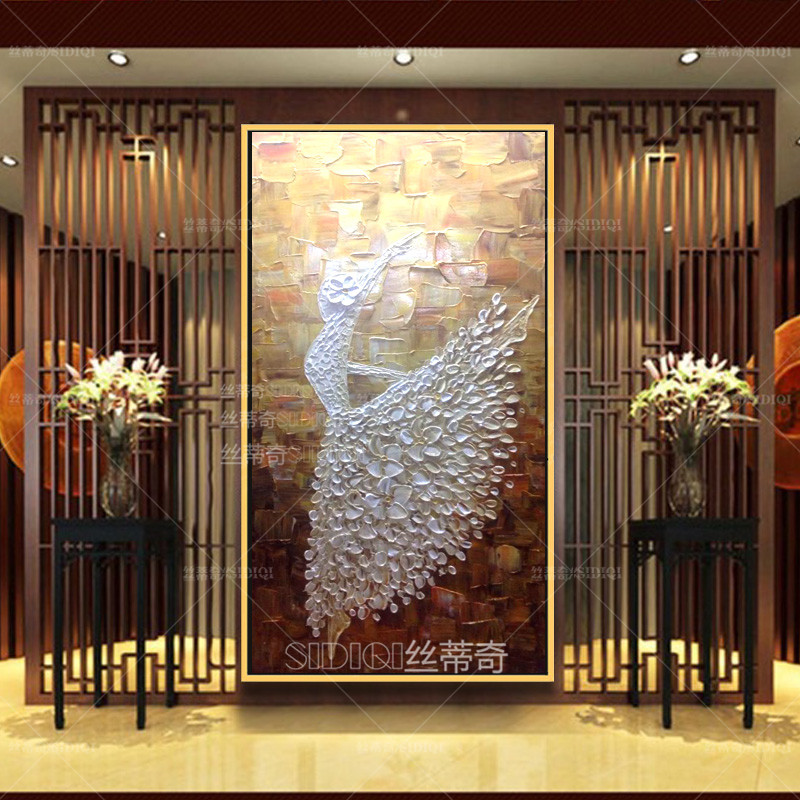 
                                        丝蒂奇SIDIQI玄关手绘欧式油画抽象挂画现代家居走廊壁炉时尚装饰有框画竖版酒店壁画芭蕾舞 欧式香槟外框 宽70*高130                