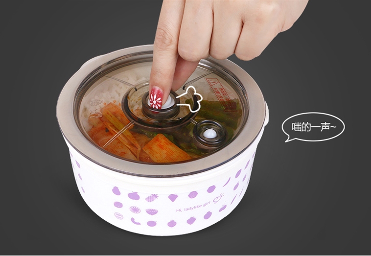 十度良品SD-983电热饭盒插电加热饭盒蒸煮热饭器 双层陶瓷内胆真空保鲜