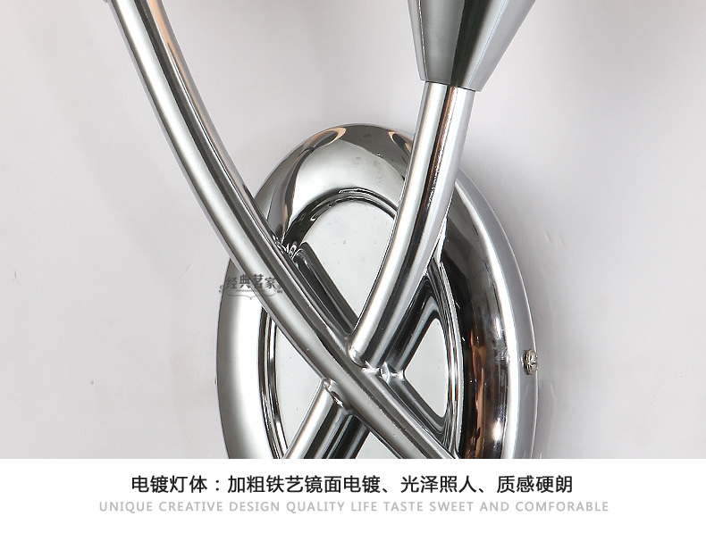经典茗家灯饰现代简约创意玻璃壁灯卧室床头灯具双头温馨过道灯饰印花B06 灯具/不带灯泡
