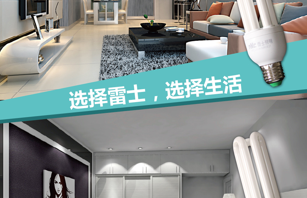 雷士(NVC)节能灯E27大口24W3U黄光（十支装）