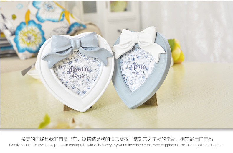 图慕 韩式树脂创意婚纱照相框相片架摆台7寸56寸8寸10寸A412寸16寸20寸 4寸圆形灰色 灰姑娘韩式蝴蝶结相框
