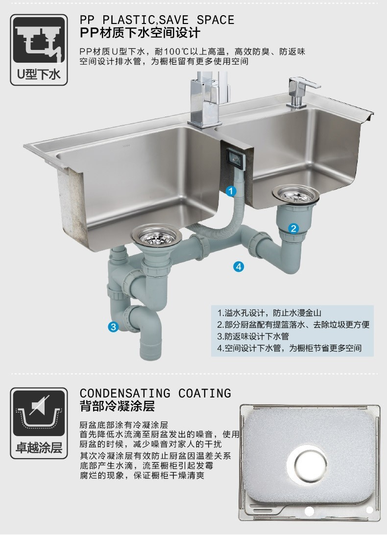 摩恩(moen)304不锈钢双槽水槽23302sl洗菜盆 配7899