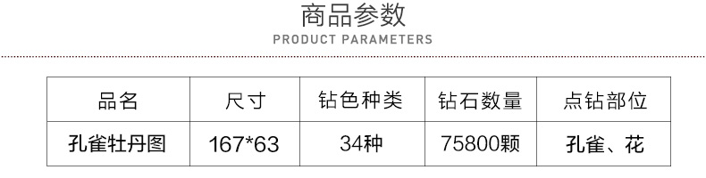 画时代新款5D钻石画孔雀牡丹图花开富贵贴钻石十字绣砖石秀大幅 魔方钻167*63CM 更迷人更逼真