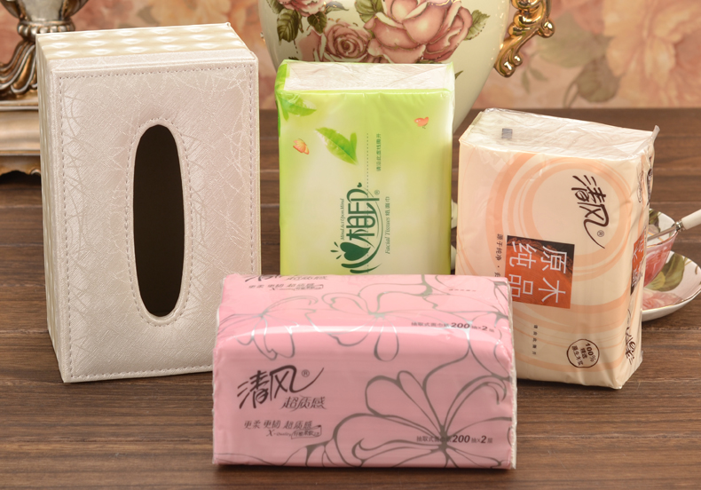 
                                                            【2件8.8折】皮质纸巾盒 皮革抽纸盒客厅餐巾纸抽盒子 家用桌面茶几创意欧式现代简约车载车用 小号-白色闪电纹                