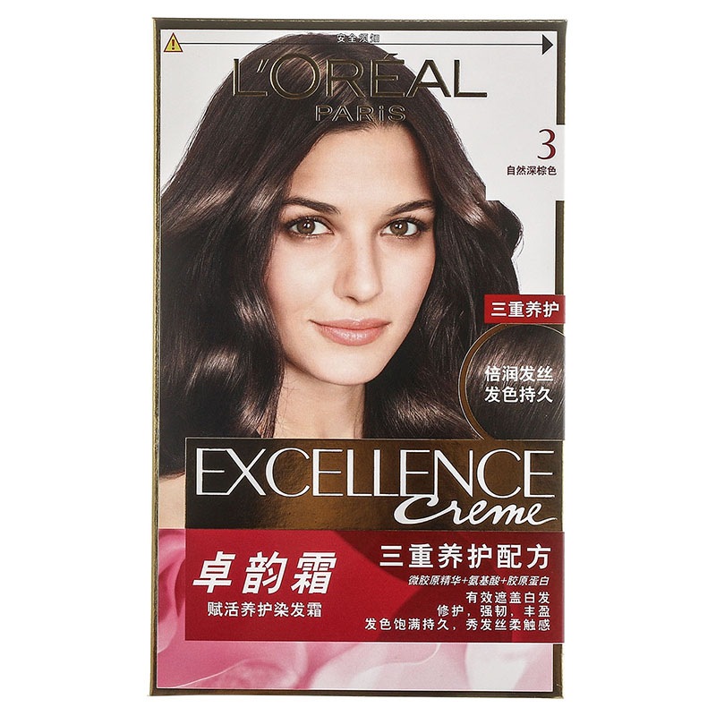 欧莱雅（LOREAL）卓韵霜护发染发霜＃3（自然深棕色）