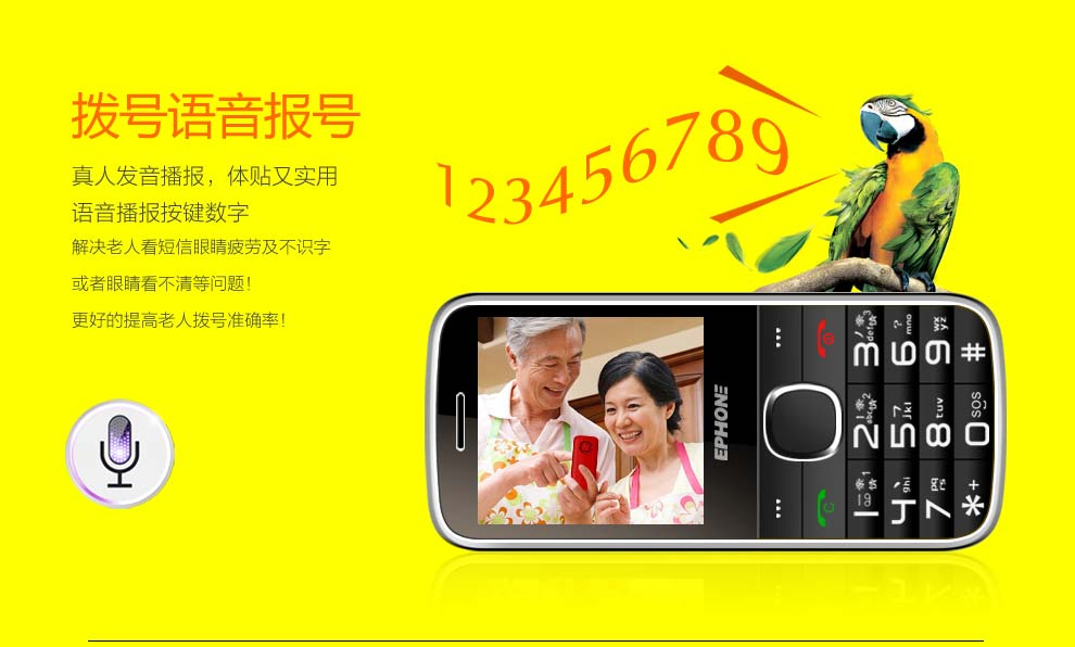 易丰（Ephone）E61VS 电信2G老人手机 黑色