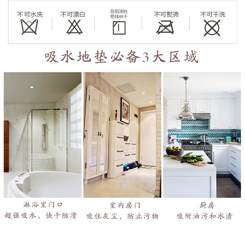 
                                        加厚清柔门垫地垫脚踏垫 踩脚垫浴室洗澡防滑垫入户垫进门地垫 银灰色 40*60cm                