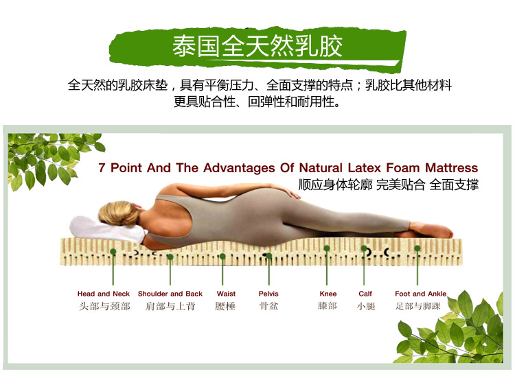 
                                                            【原装泰国品牌】Napattiga娜帕蒂卡 天然乳胶床垫双人床1.8米1.5米可定制 厚度7.5CM 1.8米*2.0米                