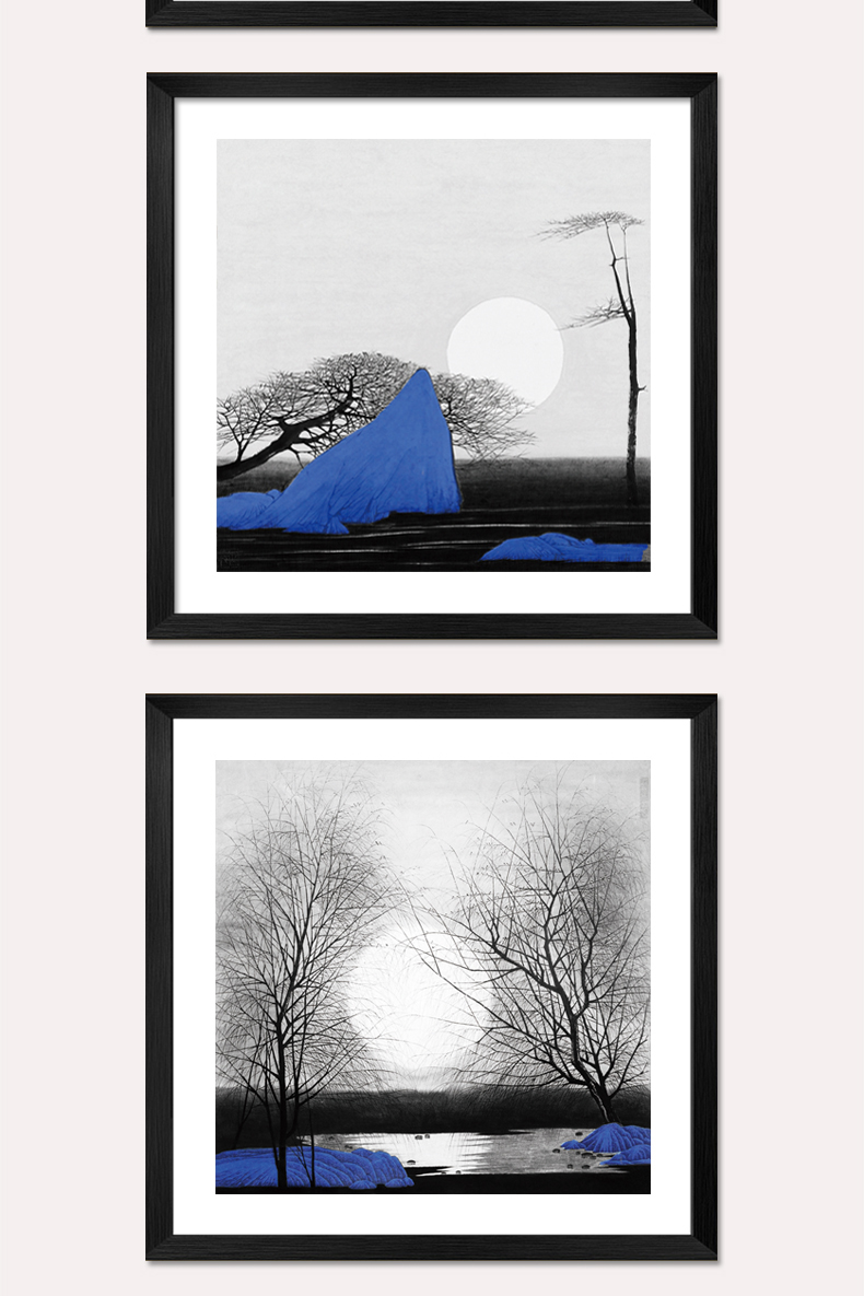 
                                        众画 静夜图 客厅艺术画高档装饰画餐厅书房挂画玄关办公室三联有框画现代简约抽象画 白色框三联价格 70*70                