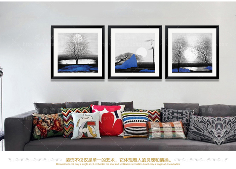 
                                        众画 静夜图 客厅艺术画高档装饰画餐厅书房挂画玄关办公室三联有框画现代简约抽象画 白色框三联价格 70*70                