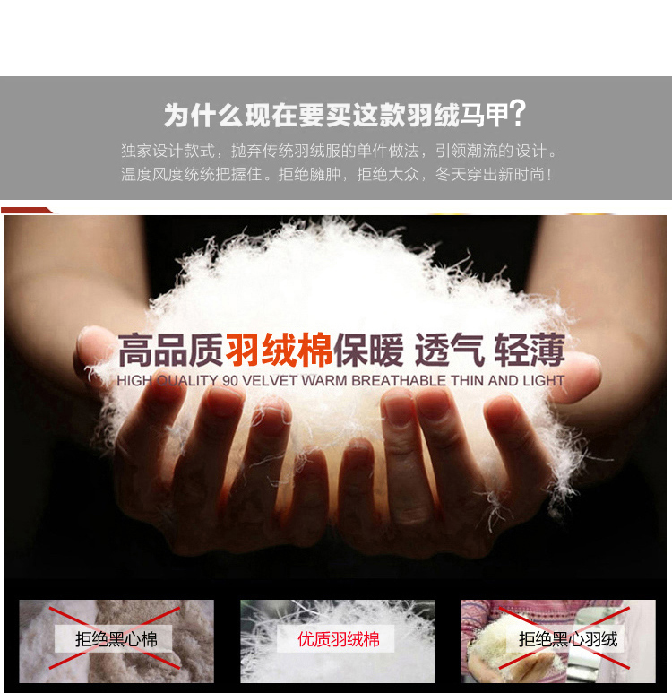 维蜜菲 2015秋冬新款韩版时尚休闲修身羽绒服马甲女中长连帽 深蓝色 L