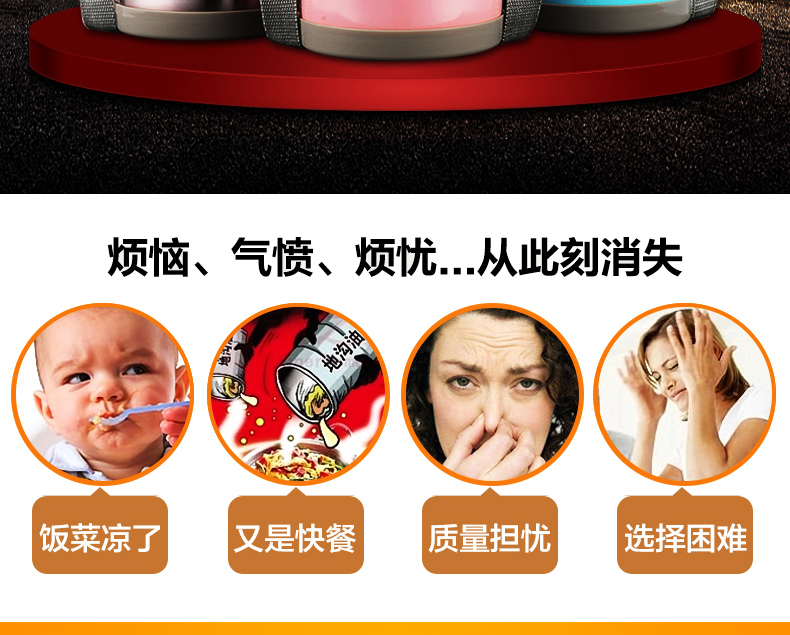 壹滴水（edish）多层不锈钢真空保温饭盒三层密封分格保温桶学生便当盒1.5L 浅蓝色