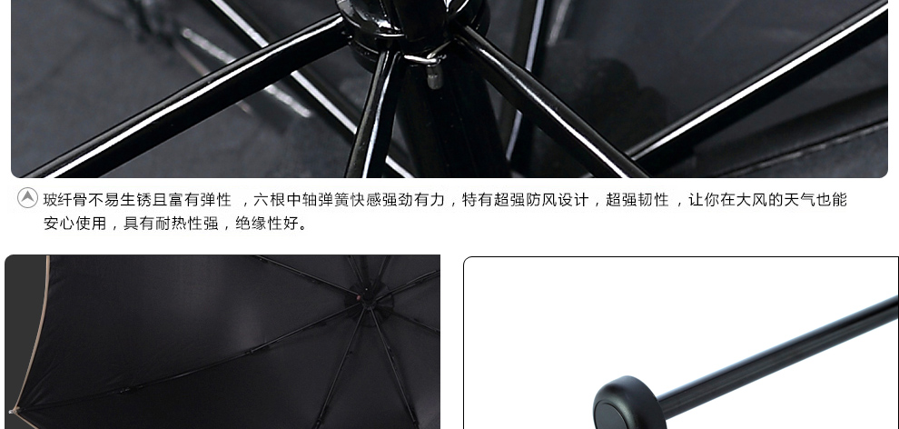 上海故事超轻遮阳伞夏季女士防紫外线黑胶太阳伞时尚折叠晴雨伞科技碳纤维伞骨超轻 仅125克 巴格卡其