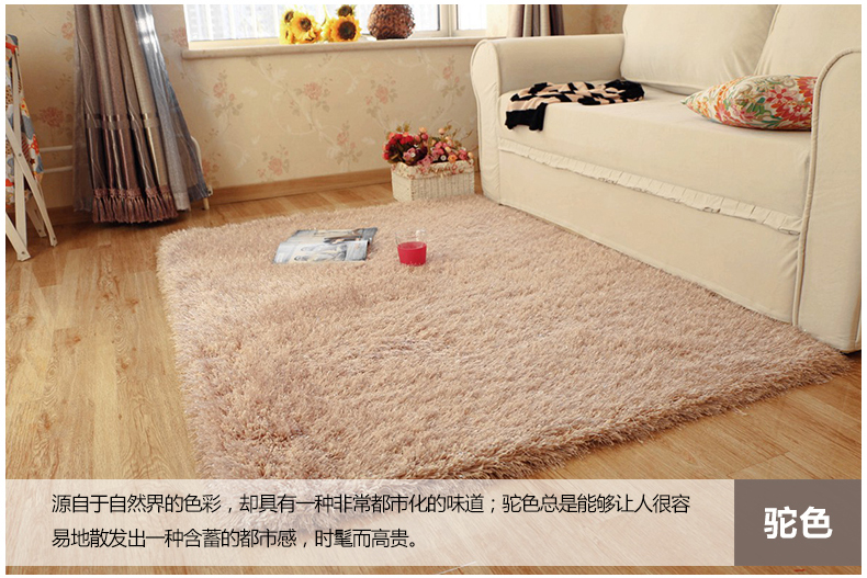 舒彩 地毯 客厅卧室茶几地毯混纺加厚6cm弹力丝地毯可定做 70CM*140CM 浅灰色K12 50CMx80CM