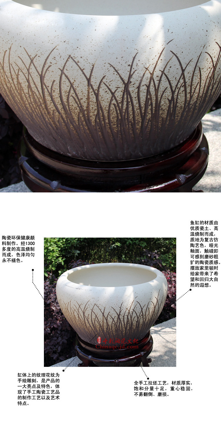 
                                        装饰摆设陶瓷鱼缸睡莲盆乌龟缸景德镇手工制品                  