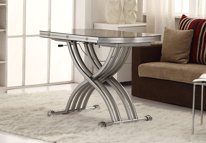 华纳斯多功能折叠餐桌可伸缩升降茶几钢化玻璃现代简约桌小户型茶几桌