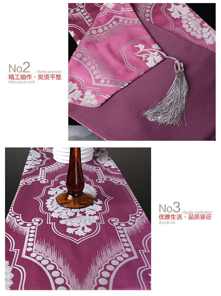 
                                        布一堂家居 欧式桌旗BYT7008a 精密提花餐桌桌旗桌布茶几旗 粉色蓝色2色可选 蓝色BYT012 34*160cm                