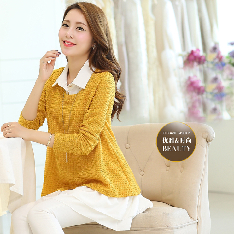 衣品辰（epcen) 2015秋季新品女装针织衫毛衣背心裙两件套FL3736  黄色   M